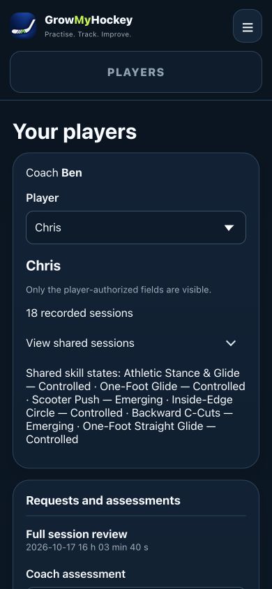 Coach view showing a review request from Christian
