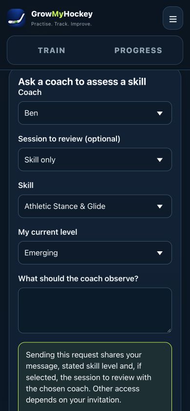 Player chooses James as the coach for a skill assessment