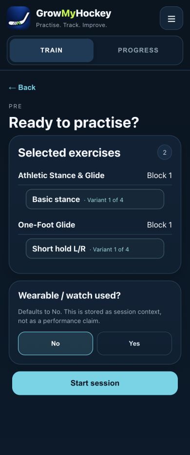 Ready to practise screen with Athletic Stance and Glide and One-Foot Glide in the session.